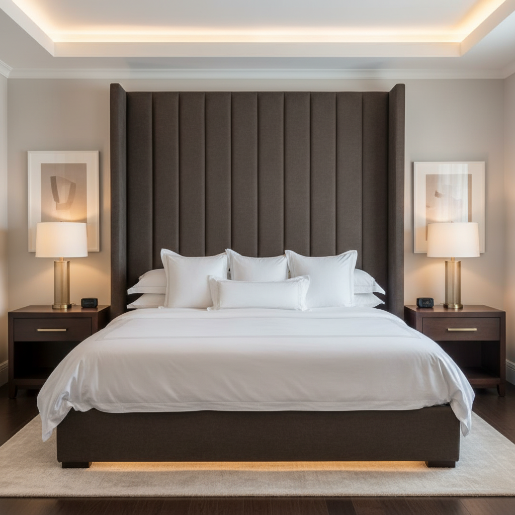 Aire Pebbled - Cocoa Bean Breathable Polyurethane Upholstered Headboard | Architectural Fabrics