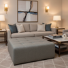Fine Woven Texture Gunmetal Grey Upholstered Ottoman | Architectural Fabrics
