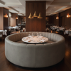 Smooth Faux Leather Soft Grey Upholstered Banquette | Architectural Fabrics