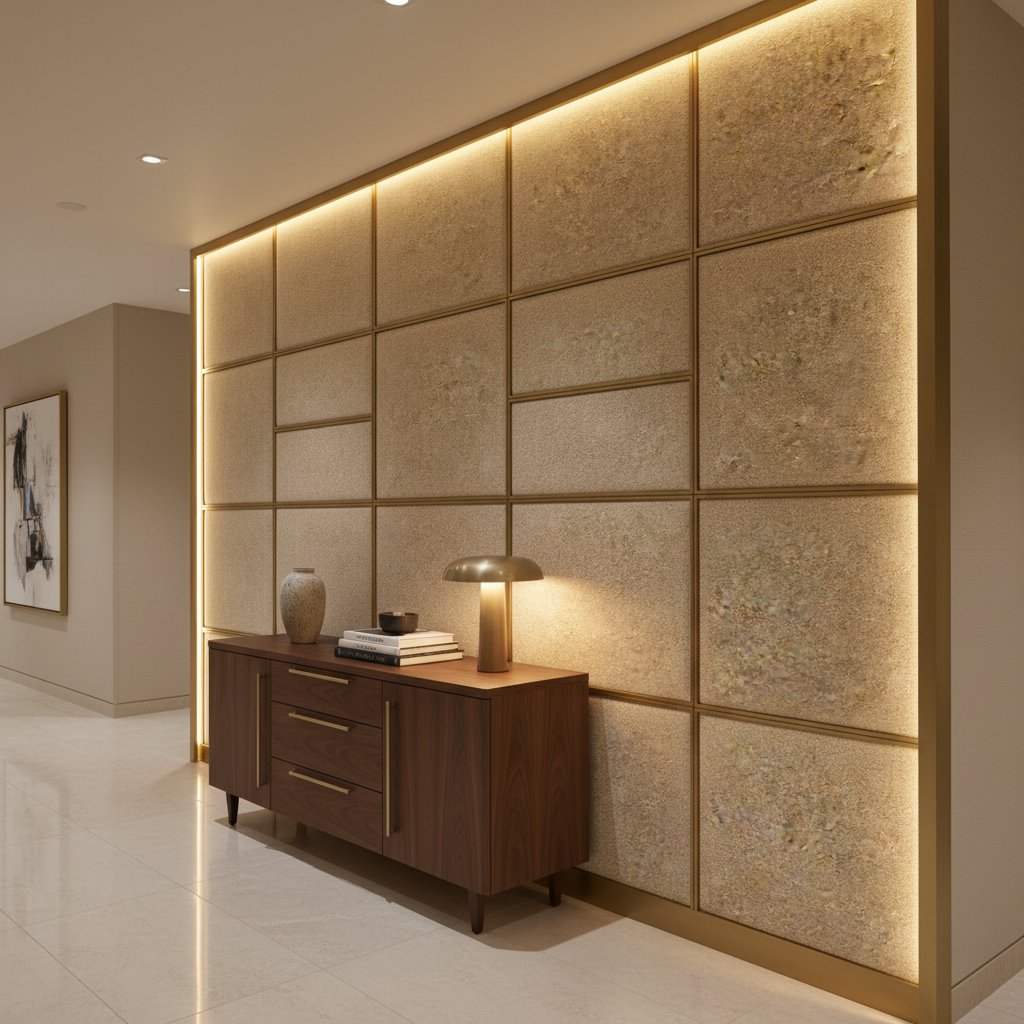 Aragon - Oatmeal Performance Vinyl Upholstered Wall Panel | Architectural Fabrics