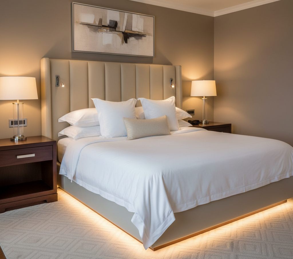 BALBOA - Sandstone Faux Leather Upholstered Headboard | Architectural Fabrics