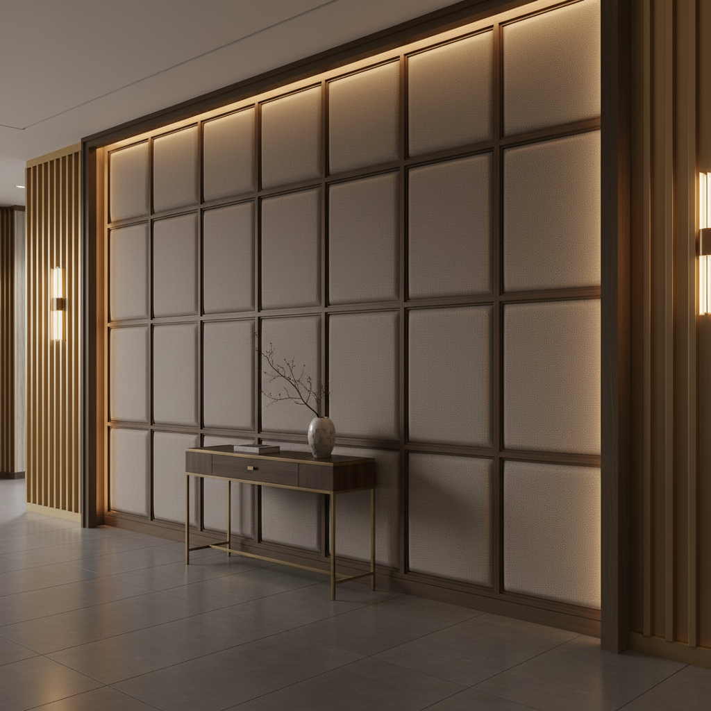 Fine Pebble Texture Taupe Stone Upholstered Wall Panel | Architectural Fabrics