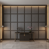 Subtle Leather Grain Charcoal Grey Upholstered Wall Panel | Architectural Fabrics