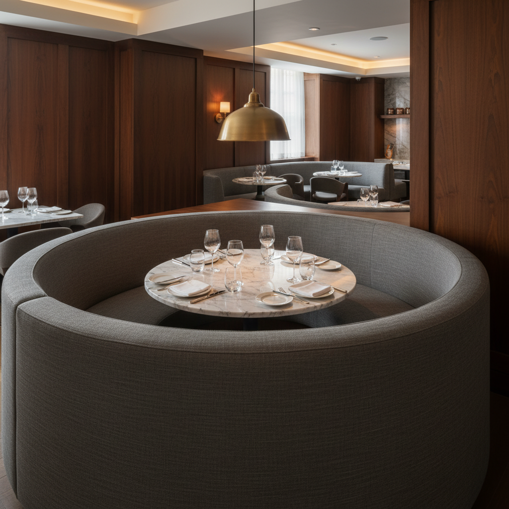 Linen Island - Cinder Upholstered Banquette | Architectural Fabrics