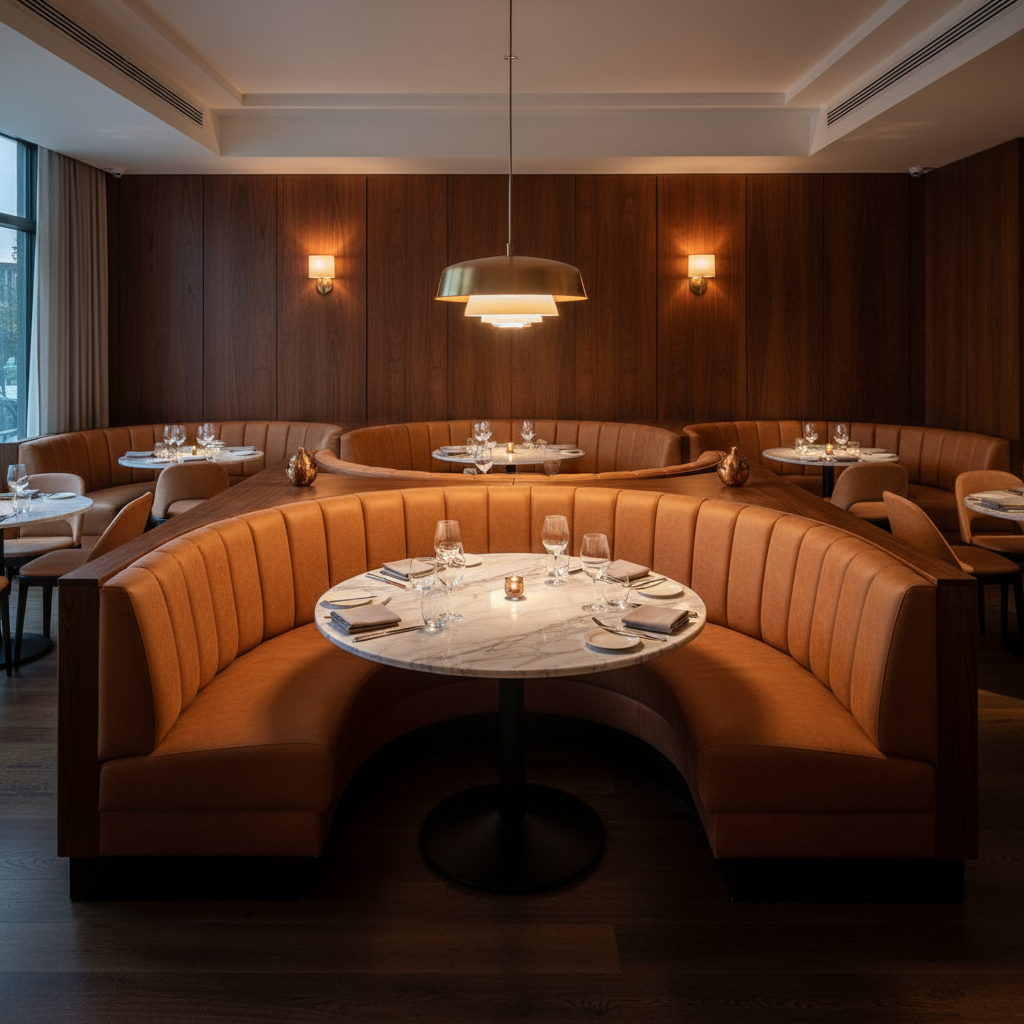 Aarden - Russet Clay Silicone Hybrid Upholstered Banquette | Architectural Fabrics