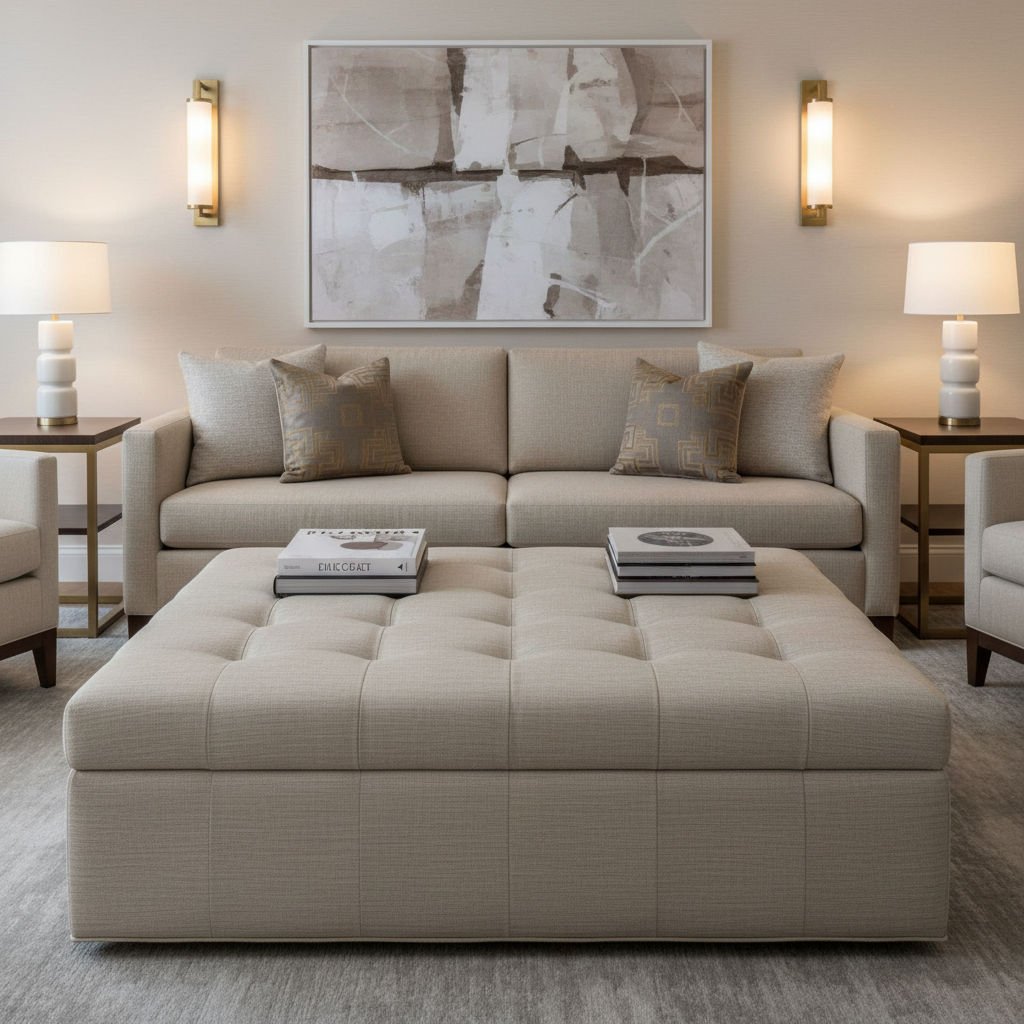 Treasure Beach - Marble Upholstered Ottoman | Architectural Fabrics