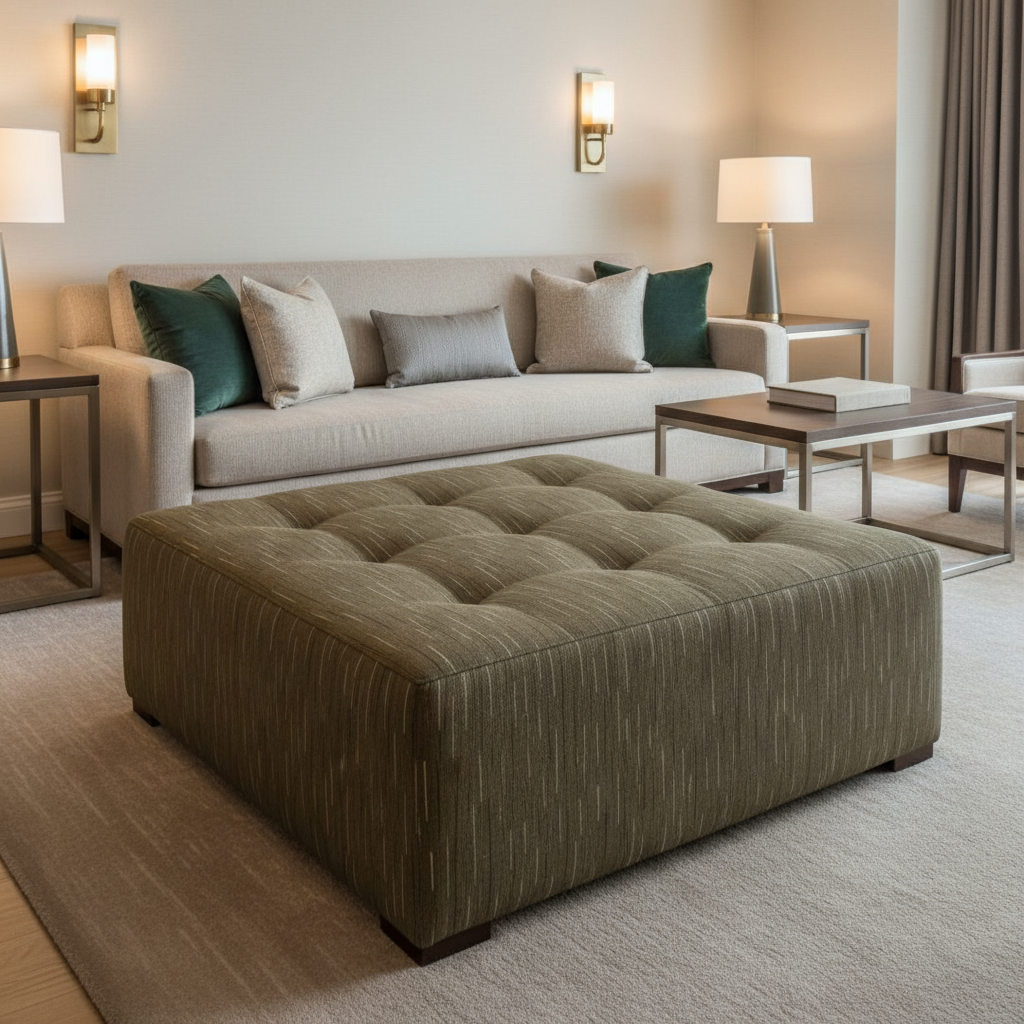 Stitchwork Bay - Woodland Upholstered Ottoman | Architectural Fabrics