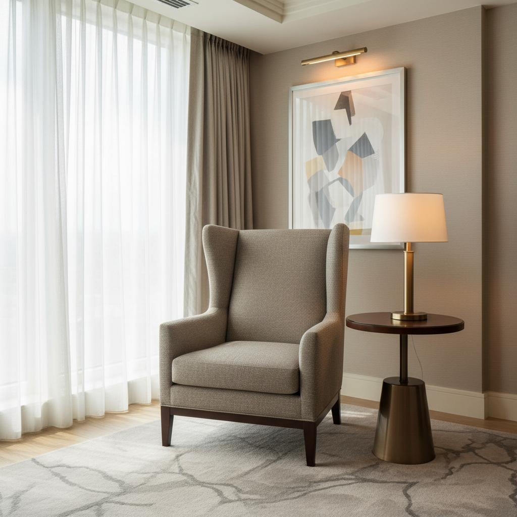Fine Woven Texture Muted Taupe Upholstered Chair | Architectural Fabrics