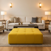 Ultrasuede  Sunshine Yellow Upholstered Ottoman | Ultrasuede Upholstery