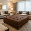 Woven Linen Texture Rich Umber Upholstered Ottoman | Architectural Fabrics
