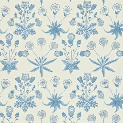Daisy Ivory Blue Wallcovering | William Morris