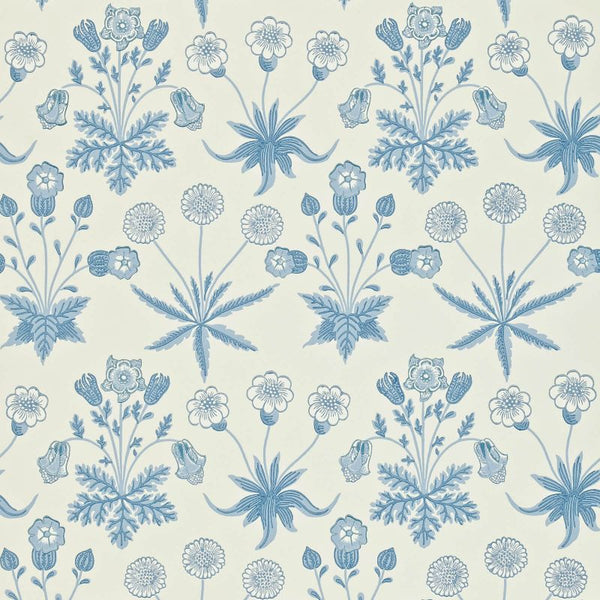 Daisy Ivory Blue Wallcovering | William Morris