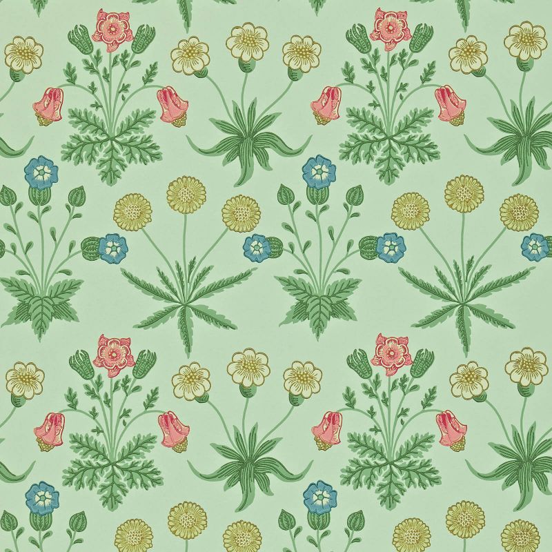 Daisy Wallpaper Rose Palegreen | William Morris