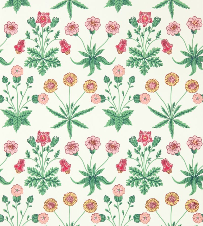 Daisy Wallpaper Fields Strawberry | William Morris