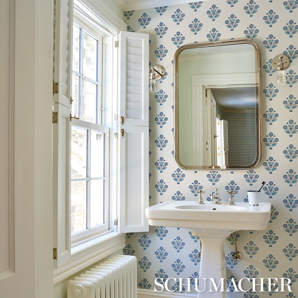 DALILA HAND-SCREEN PRINT BLUE | Schumacher - Image 10