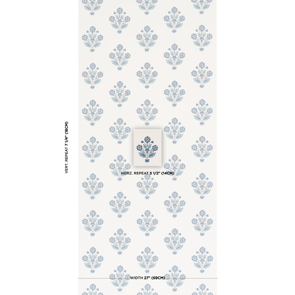 DALILA HAND-SCREEN PRINT BLUE | Schumacher - Image 4