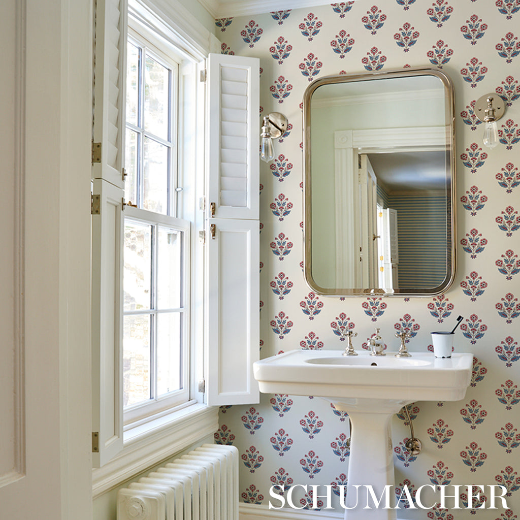 DALILA HAND-SCREEN PRINT RED & BLUE | Schumacher - Image 10