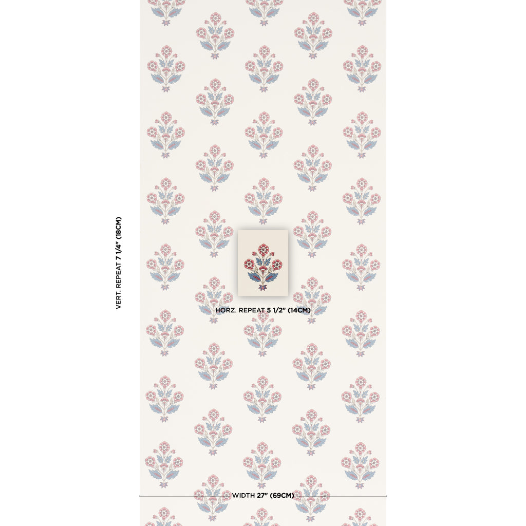 DALILA HAND-SCREEN PRINT RED & BLUE | Schumacher - Image 4