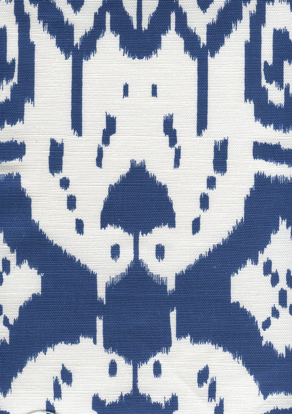 Island Ikat Dark Blue on White Screen Printed - Powder Blue Fabric | China Seas