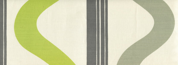 Tete A Tete Vertical Dark Gray Lime Screen Printed Fabric | China Seas