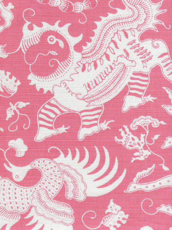 Indramayu Reverse Dark Pink on White Screen Printed Fabric | China Seas