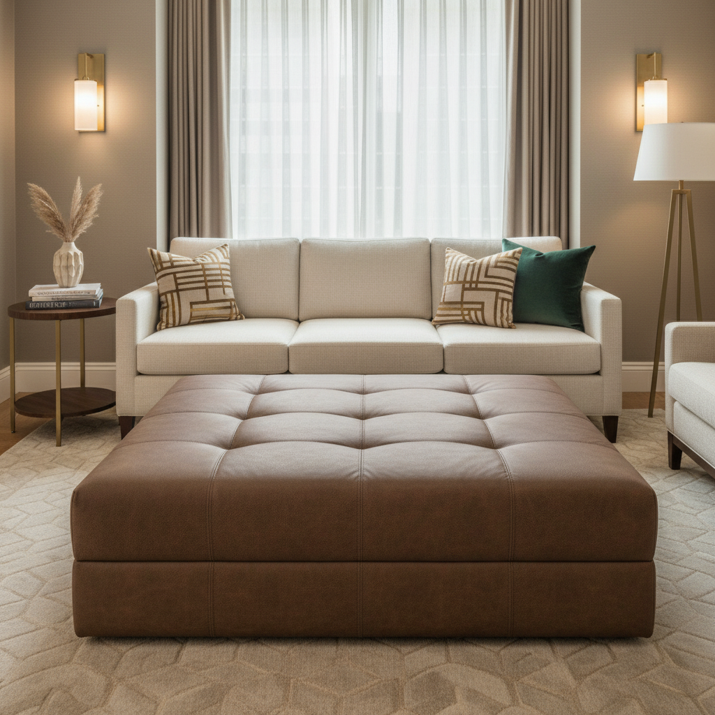 Savannah Bay - Chocolate Upholstered Ottoman | Architectural Fabrics