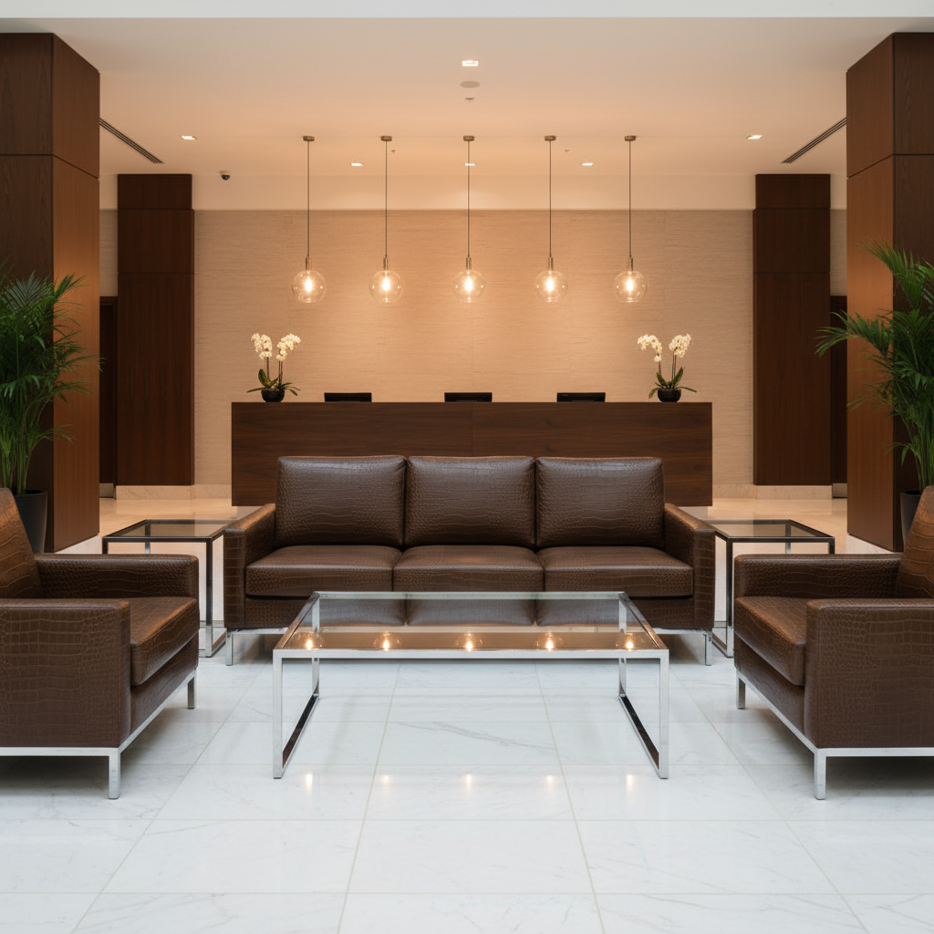 Embossed Reptile Scale Dark Chocolate Upholstered Sofa | Architectural Fabrics