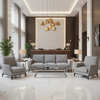 Subtle Pebble Texture Cool Silver Upholstered Sofa | Architectural Fabrics