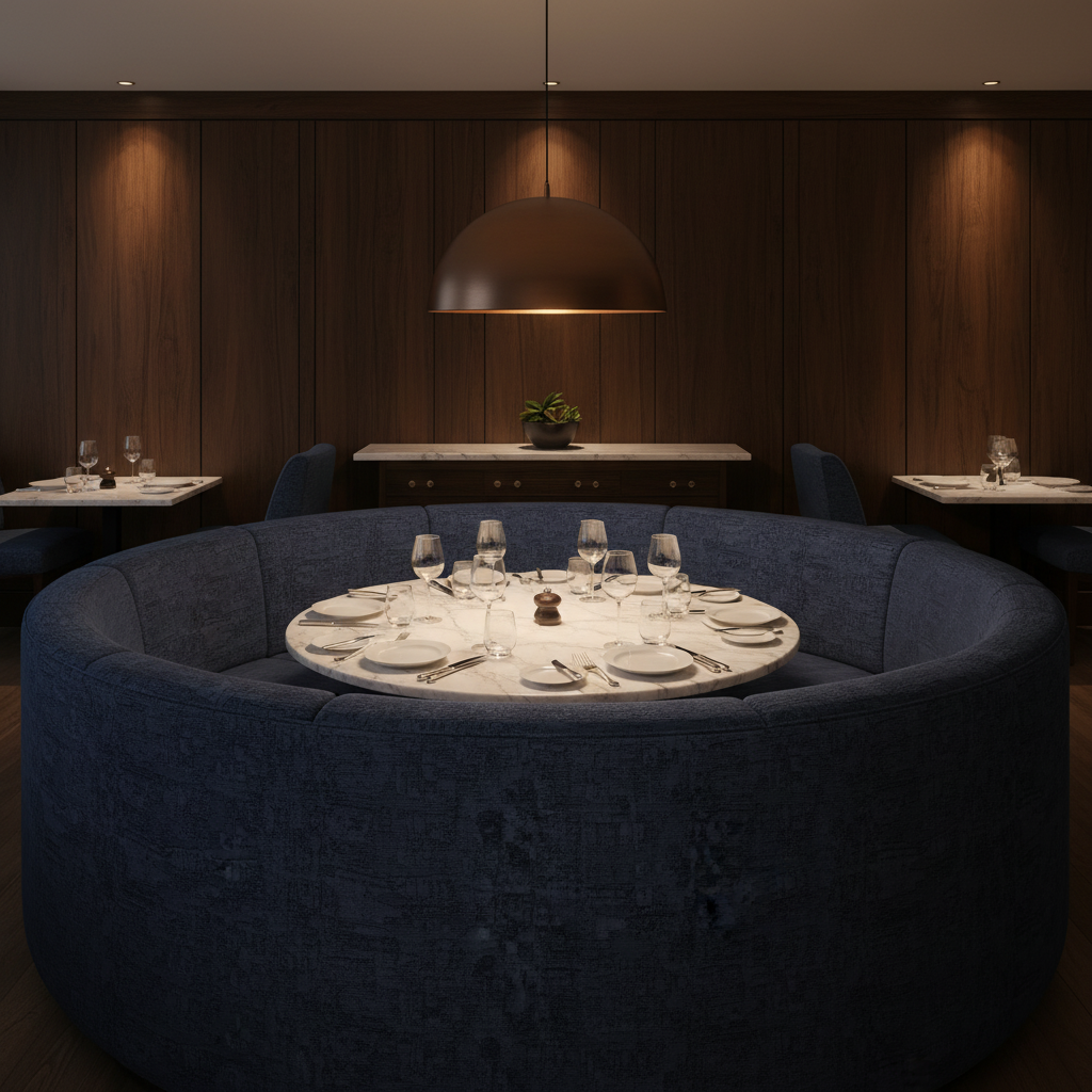 Turf Bay - Cobalt Upholstered Banquette | Architectural Fabrics