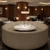 Norman Island - Greige Upholstered Banquette | Architectural Fabrics