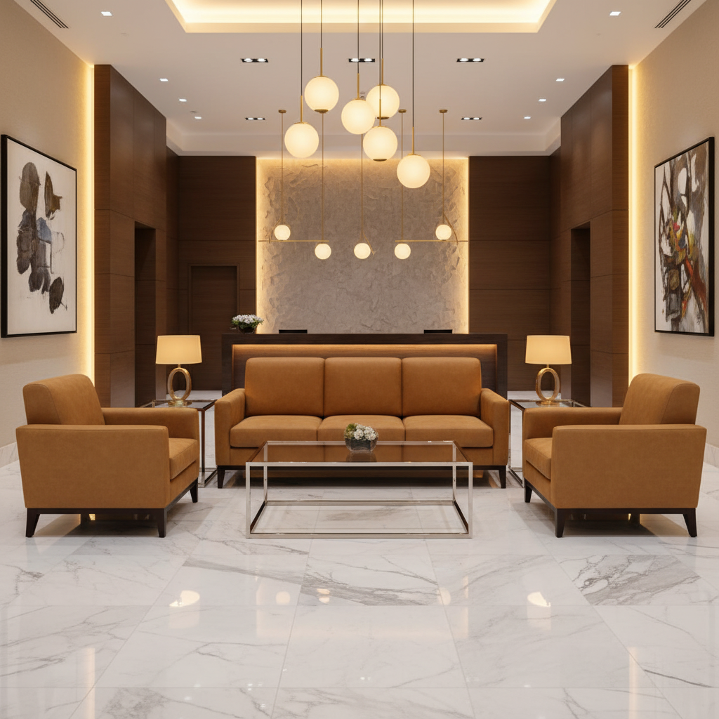 Smooth Matte Texture Caramel Brown Upholstered Sofa | Architectural Fabrics