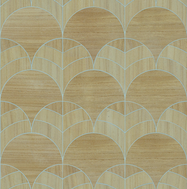 Sands Point-Mushroom Wood Veneer Wallcovering | Phillipe Romano