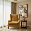 Channel Chevron Pattern Golden Bronze Upholstered Chair | Architectural Fabrics