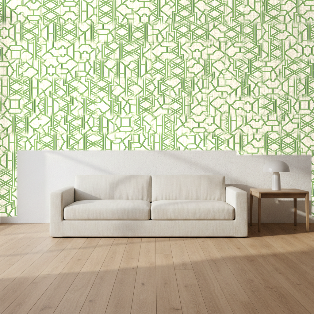 Nantucket Grasscloth Emerald Wallcovering | Phillipe Romano room setting