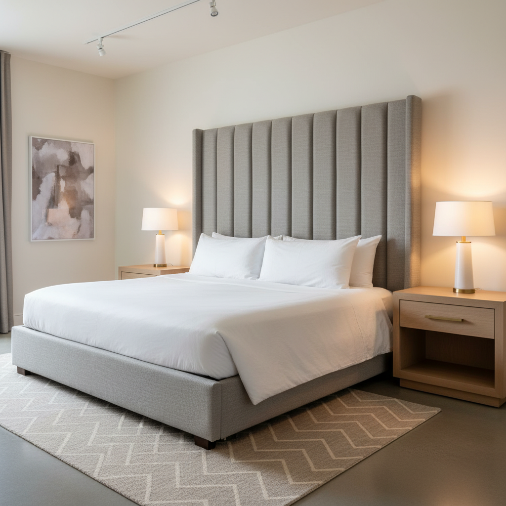 Fine Woven Texture Soft Gray Upholstered Headboard | Architectural Fabrics