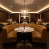 Smooth Solid Color Golden Brown Upholstered Banquette | Architectural Fabrics