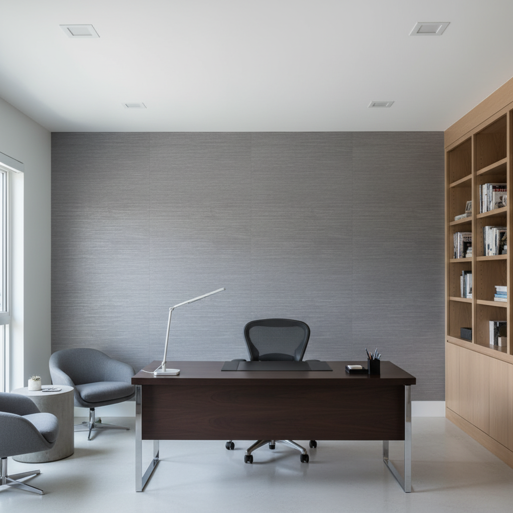 Moroccan Grey Horizontal Tight Emboss | Hollywood Wallcoverings - Corporate Office commercial room setting
