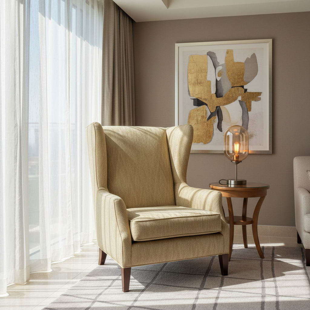 Woven Textile Texture Soft Gold Upholstered Chair | Architectural Fabrics