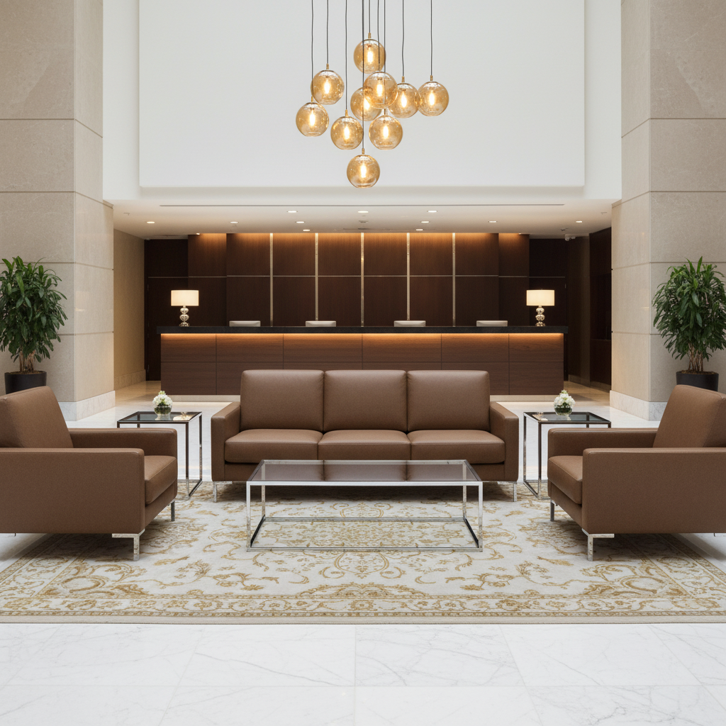 Fine Pebble Grain Rich Umber Upholstered Sofa | Architectural Fabrics