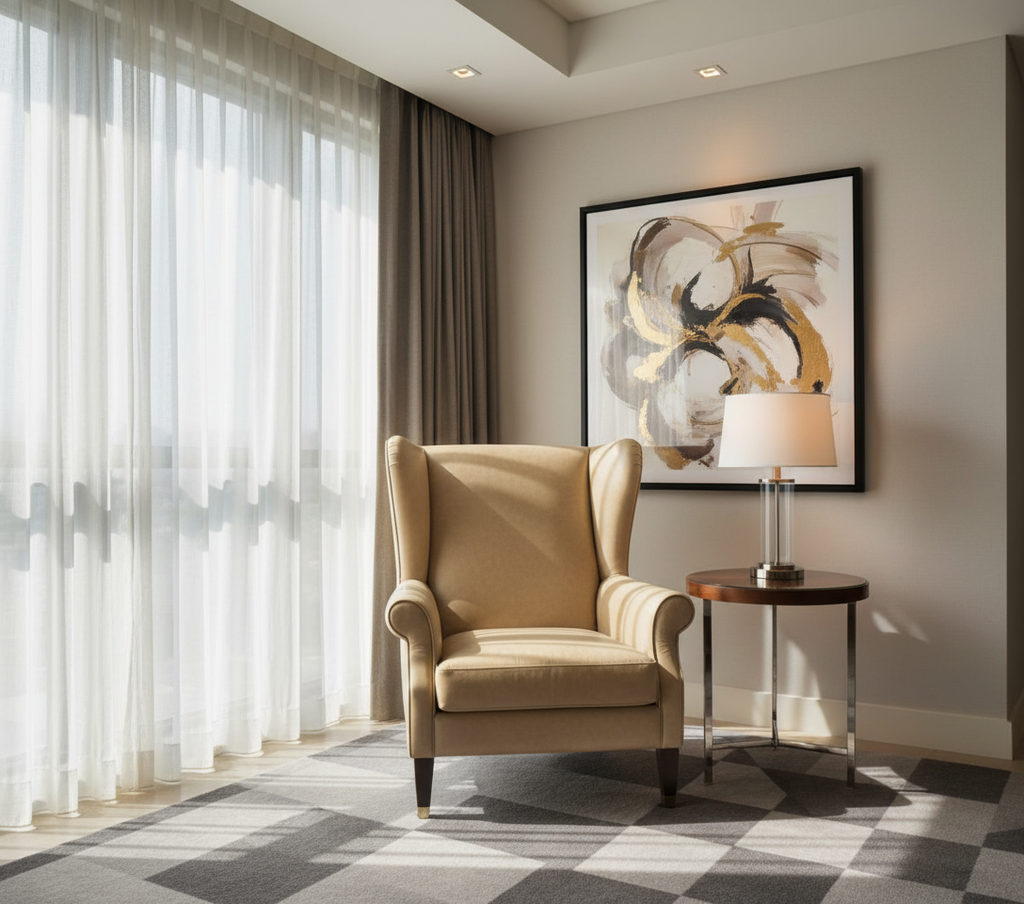 BALBOA - Sandstone Faux Leather Upholstered Chair | Architectural Fabrics
