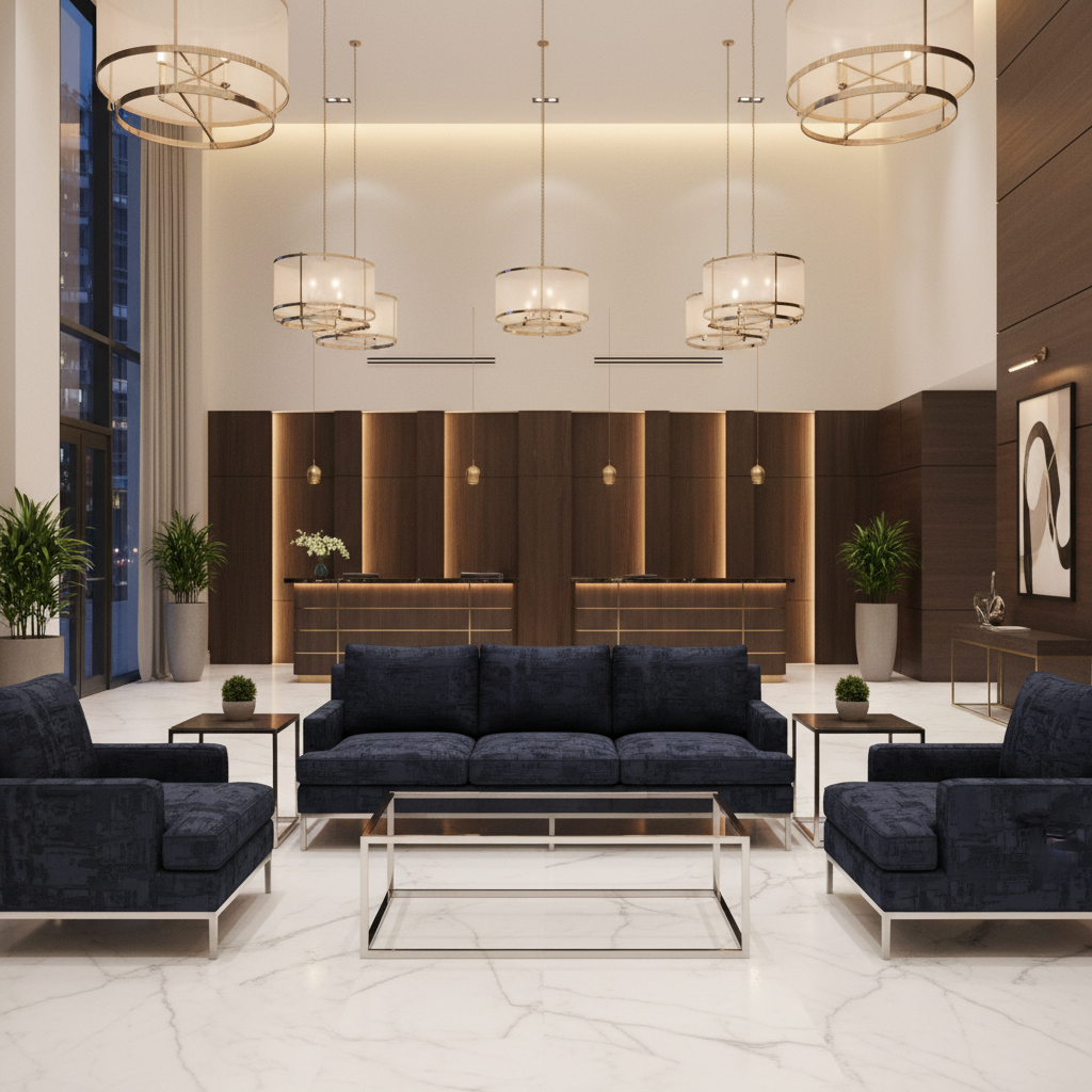 Turf Bay - Cobalt Upholstered Sofa | Architectural Fabrics