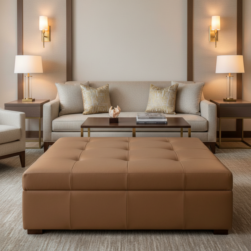Pinnacle Rock - Clay Upholstered Ottoman | Architectural Fabrics