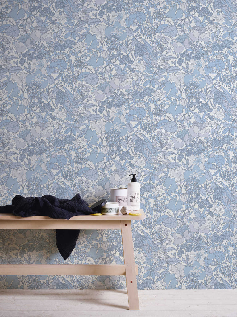 Floral Impression Light Blue Wallcovering | AS Creation