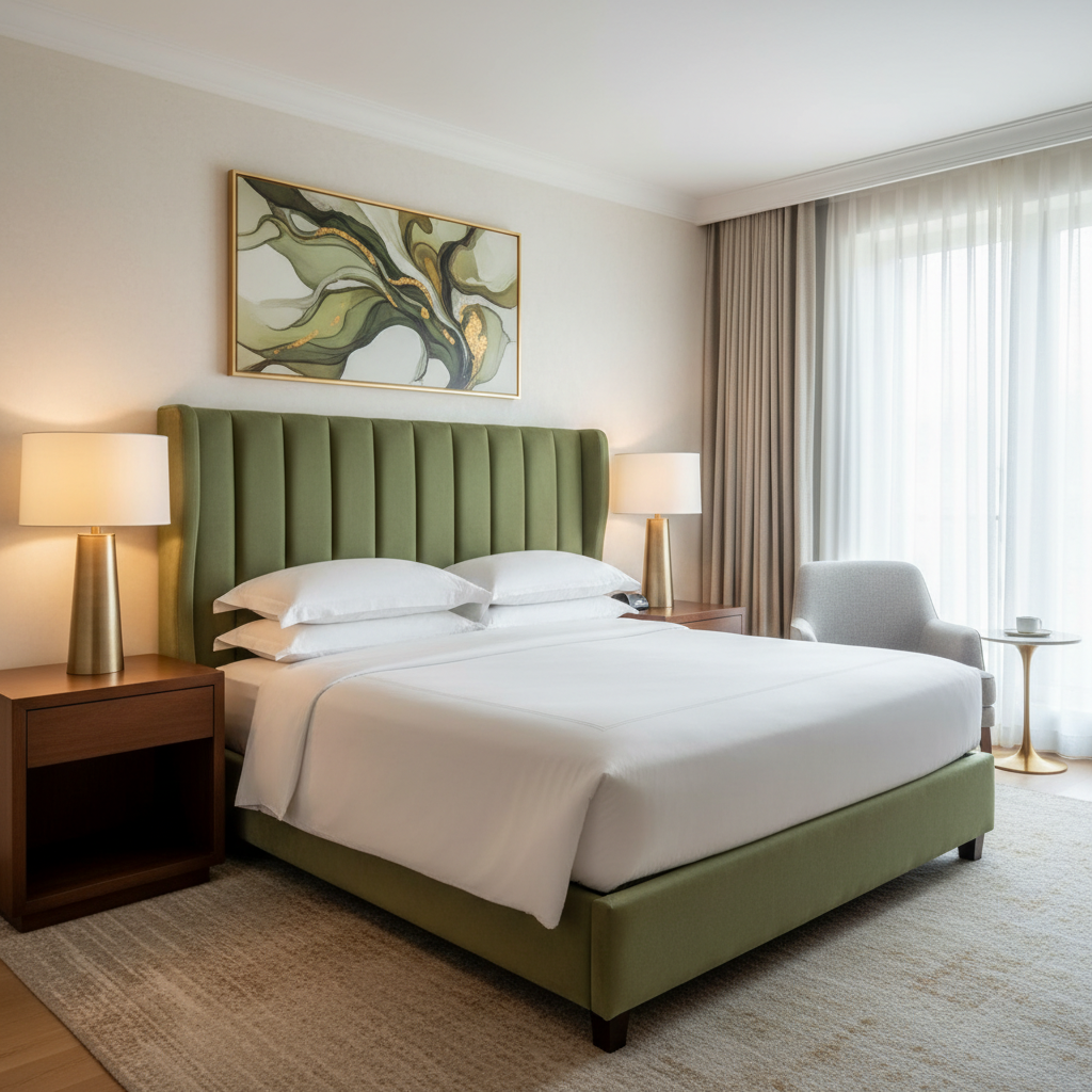 Ultrasuede  Basil  Green Upholstered Headboard | Ultrasuede Upholstery