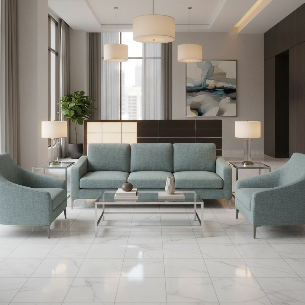 Fine Woven Texture Dusty Teal Upholstered Sofa | Architectural Fabrics