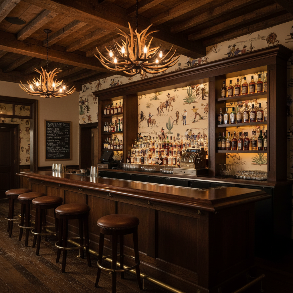 The Original Yeeha 1950's Cowboy Retro | Architectural Wallcoverings - Western Bar Room Setting