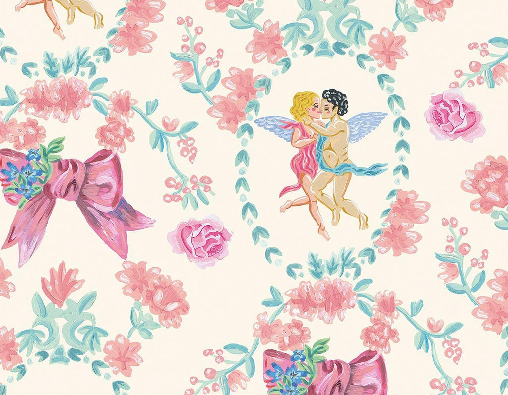 Love Cherubs Kissing the Sky with Bows