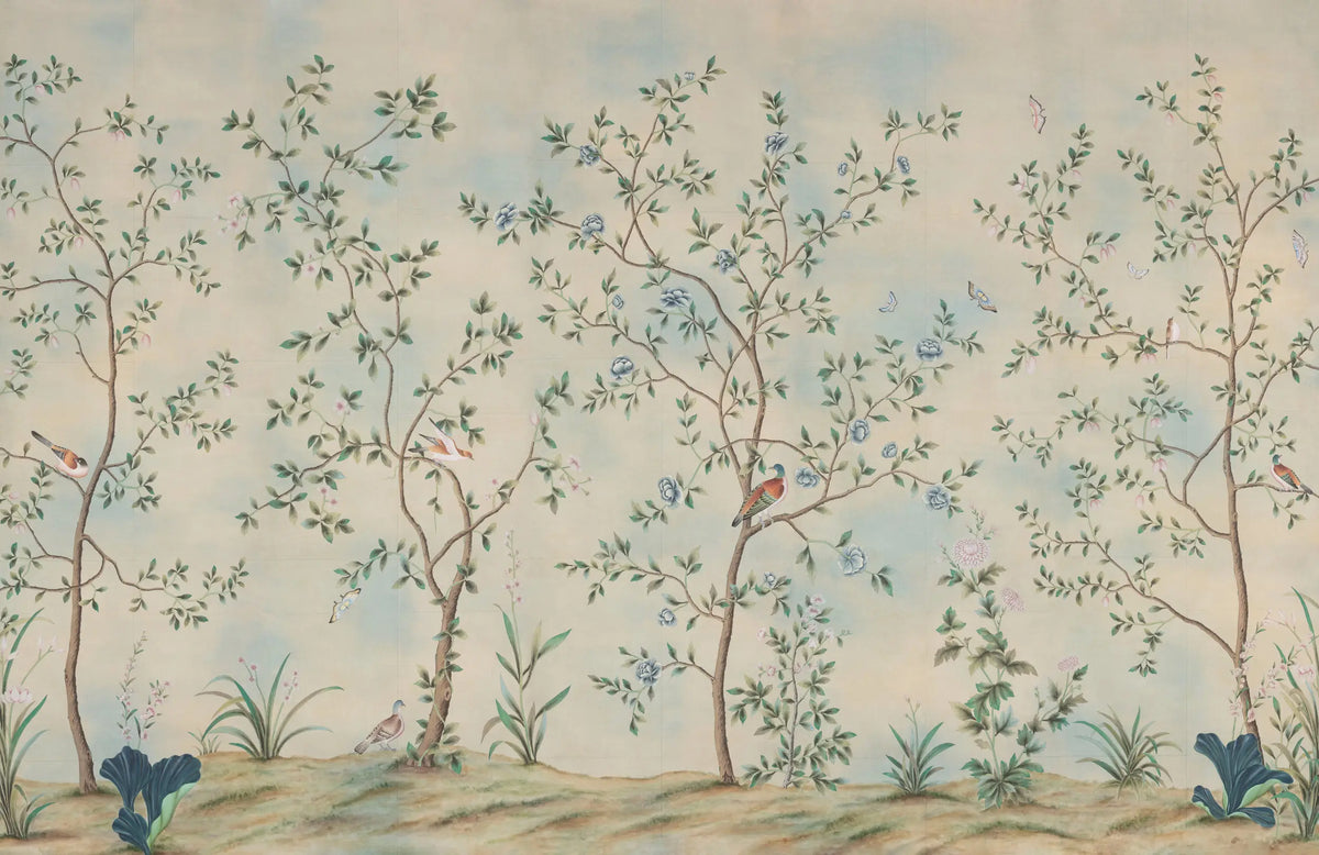 Nordic Garden — Original colourway on Calico Edo tea paper with antiquing