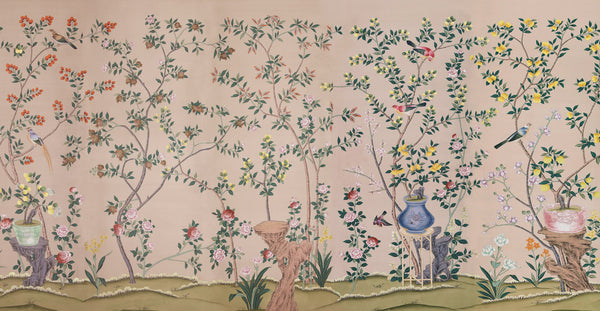 Jardinières & Citrus Trees — Gentleman's Pink dyed silk