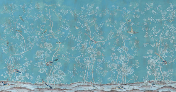 Earlham — Special Colourway on blue Williamsburg with antiquing